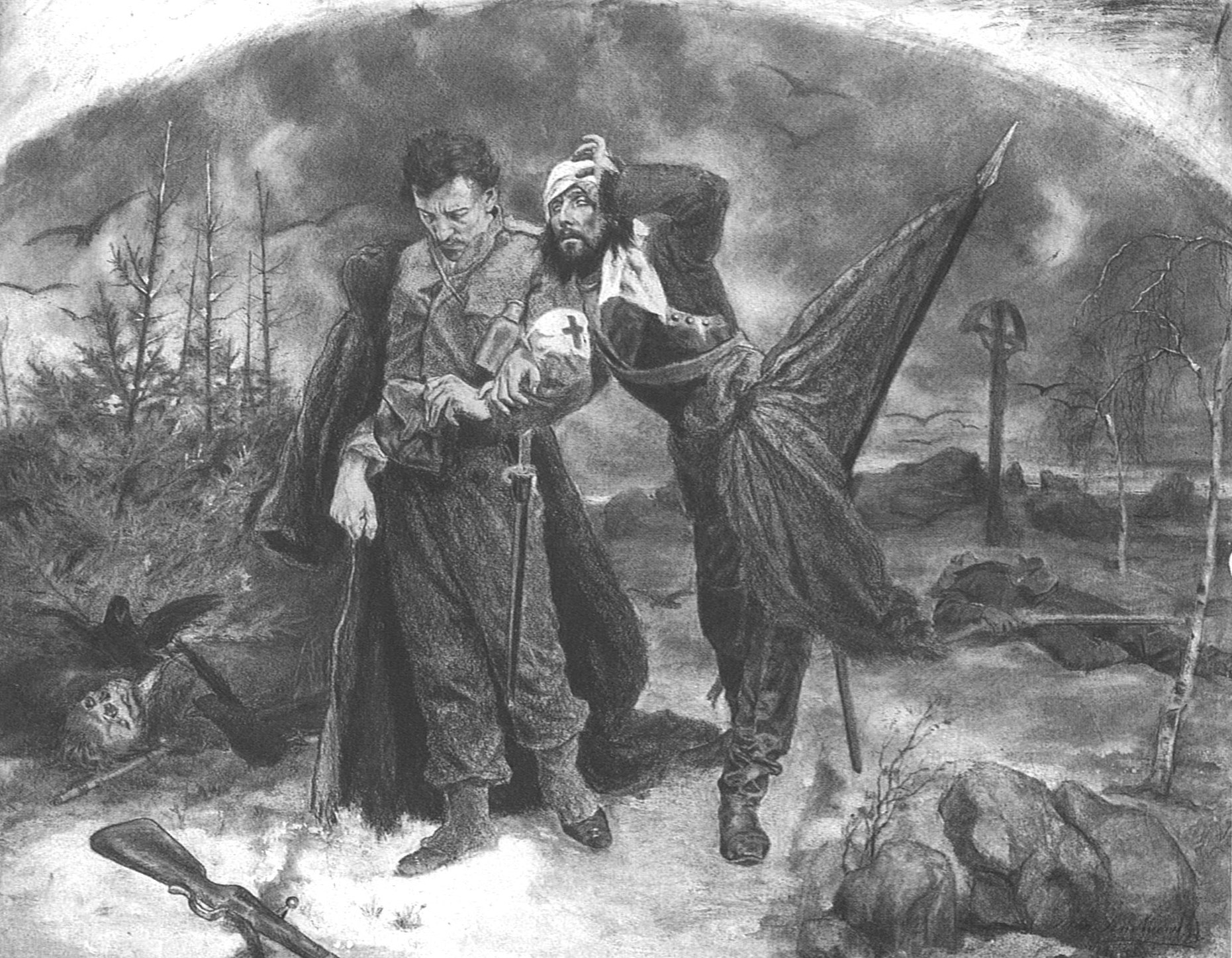 Raněný o zrak připravený, Bída muže, z cyklu Daň z krve, 1882