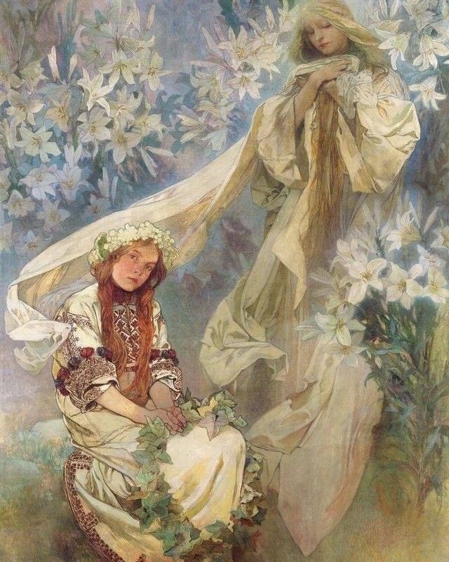 Madona z lilií - Alfons Mucha 1902
